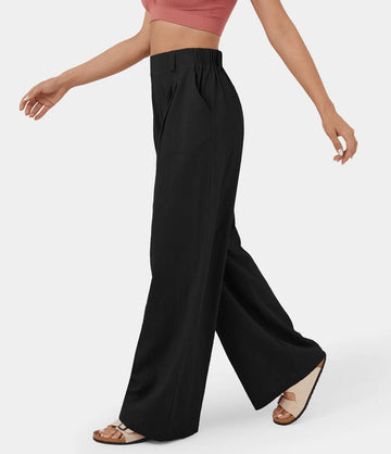 Alcoza™ Solid Color Palazzo Pants With Side Pockets