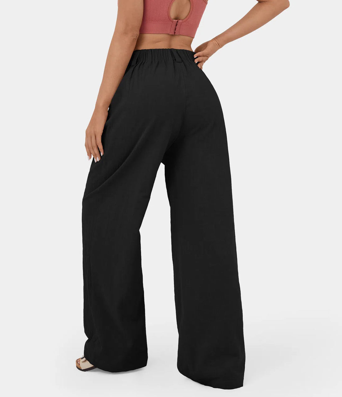 Alcoza™ Solid Color Palazzo Pants With Side Pockets